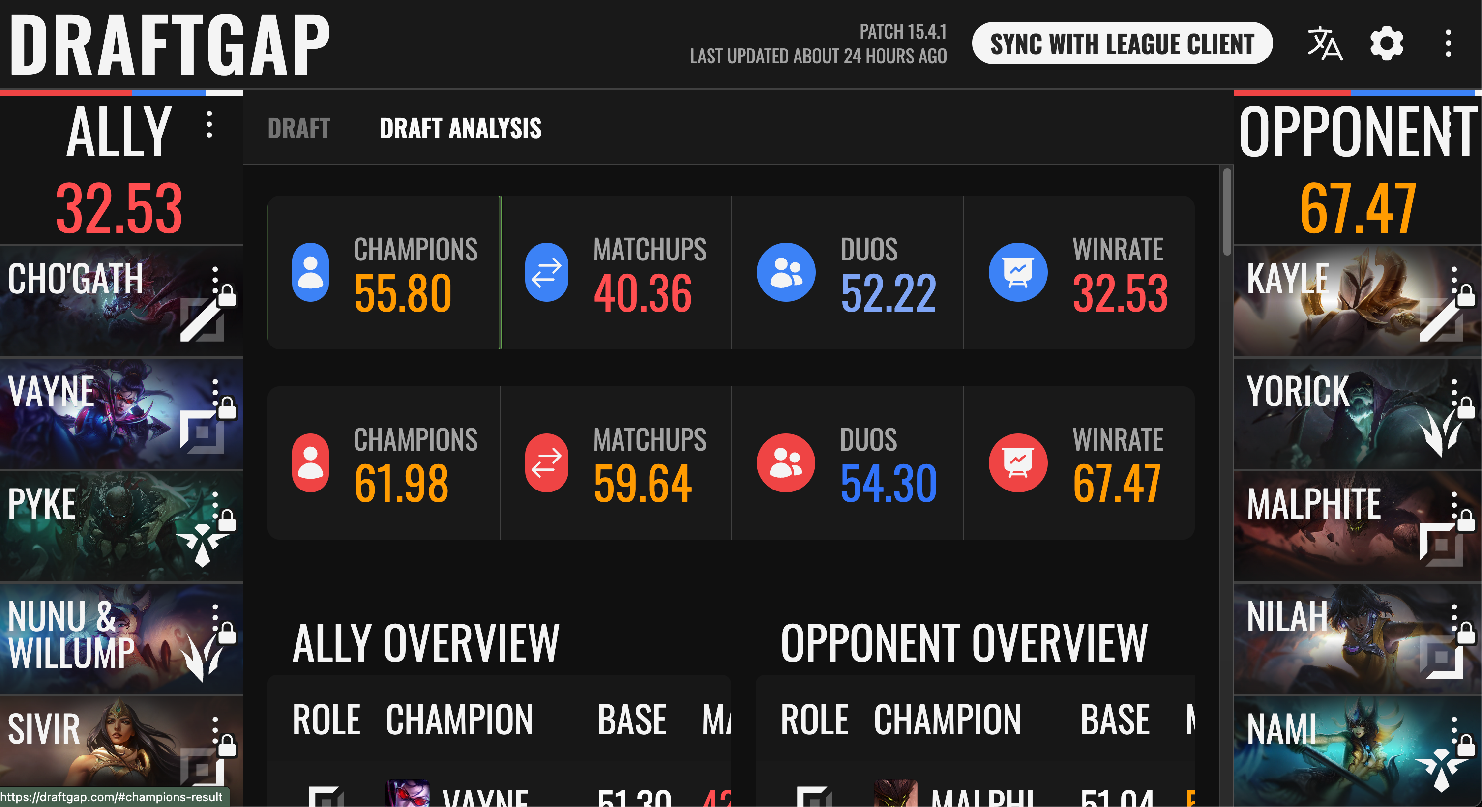 Head to head draft 2 DraftGap prediction